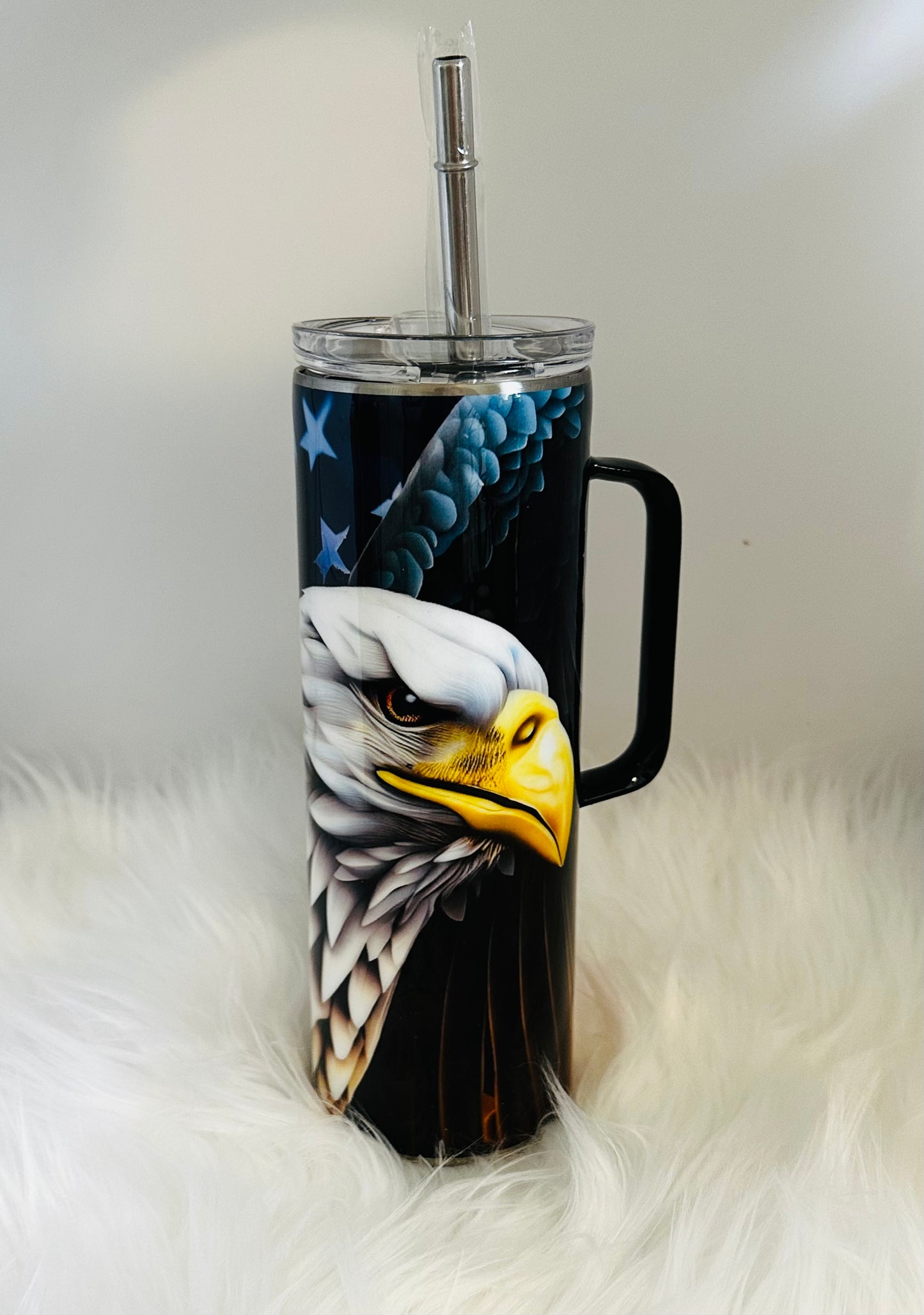 3D Patriotic Eagle with Handle * Resin Tumbler * Ships Out Immediately * Free Shipping *