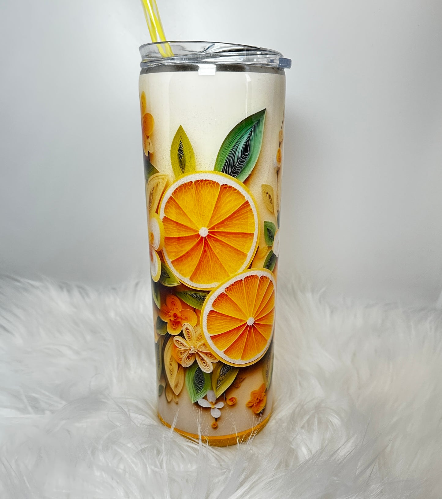 3D Lemons and Flowers * Resin Tumbler * Ships Out Immediately * Free Shipping *