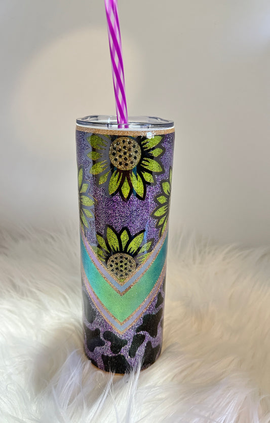 Sunflower and Animal Print Tumbler * Ready to Ship Immediately * Free Shipping