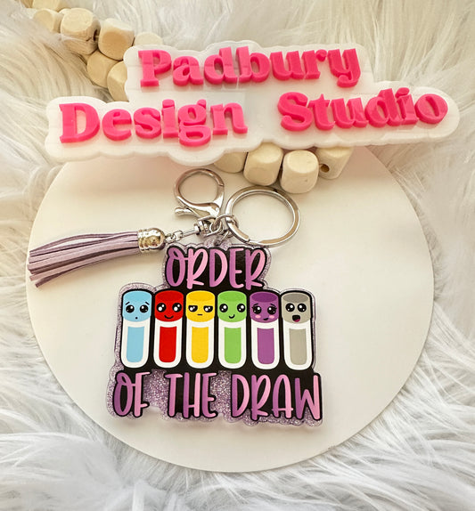 Order of the Draw Phlebotomist Acrylic Keychain * Ready to Ship Out Immediately