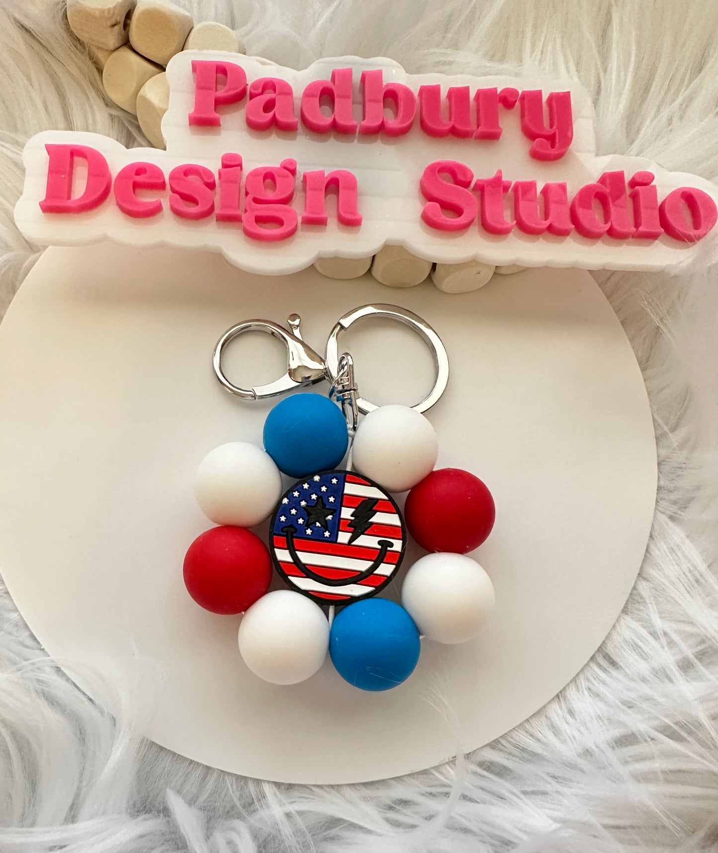 USA Focal Flower Beaded Keychain * Ready to Ship Out Immediately