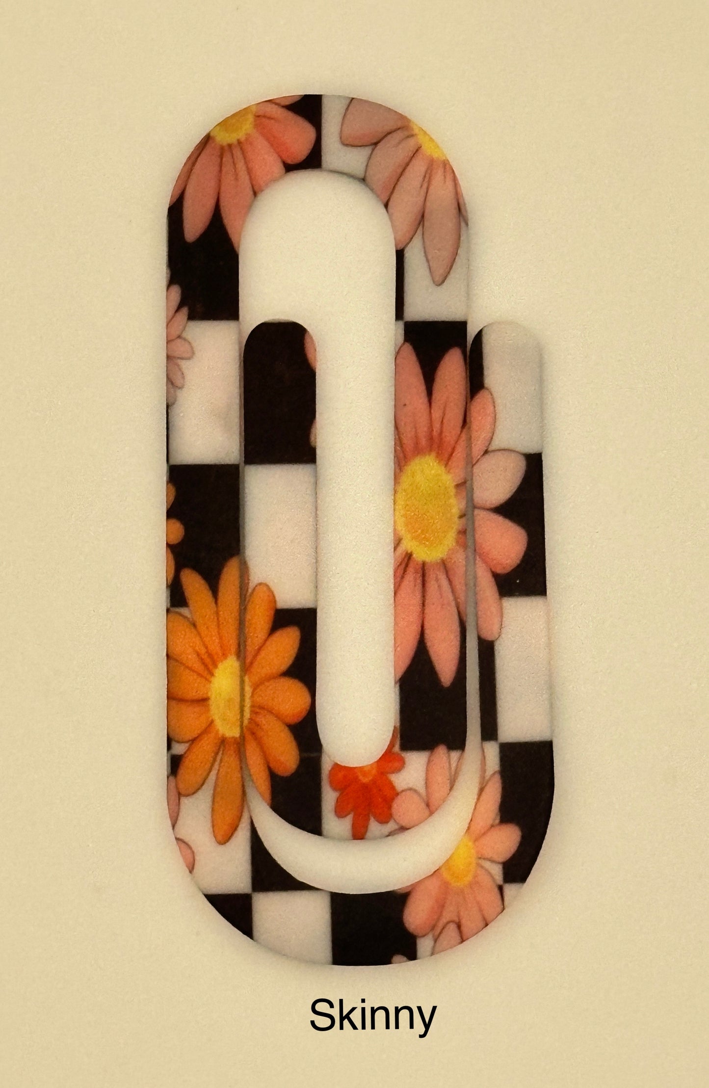 Checkered Flowers Paperclip Bookmark