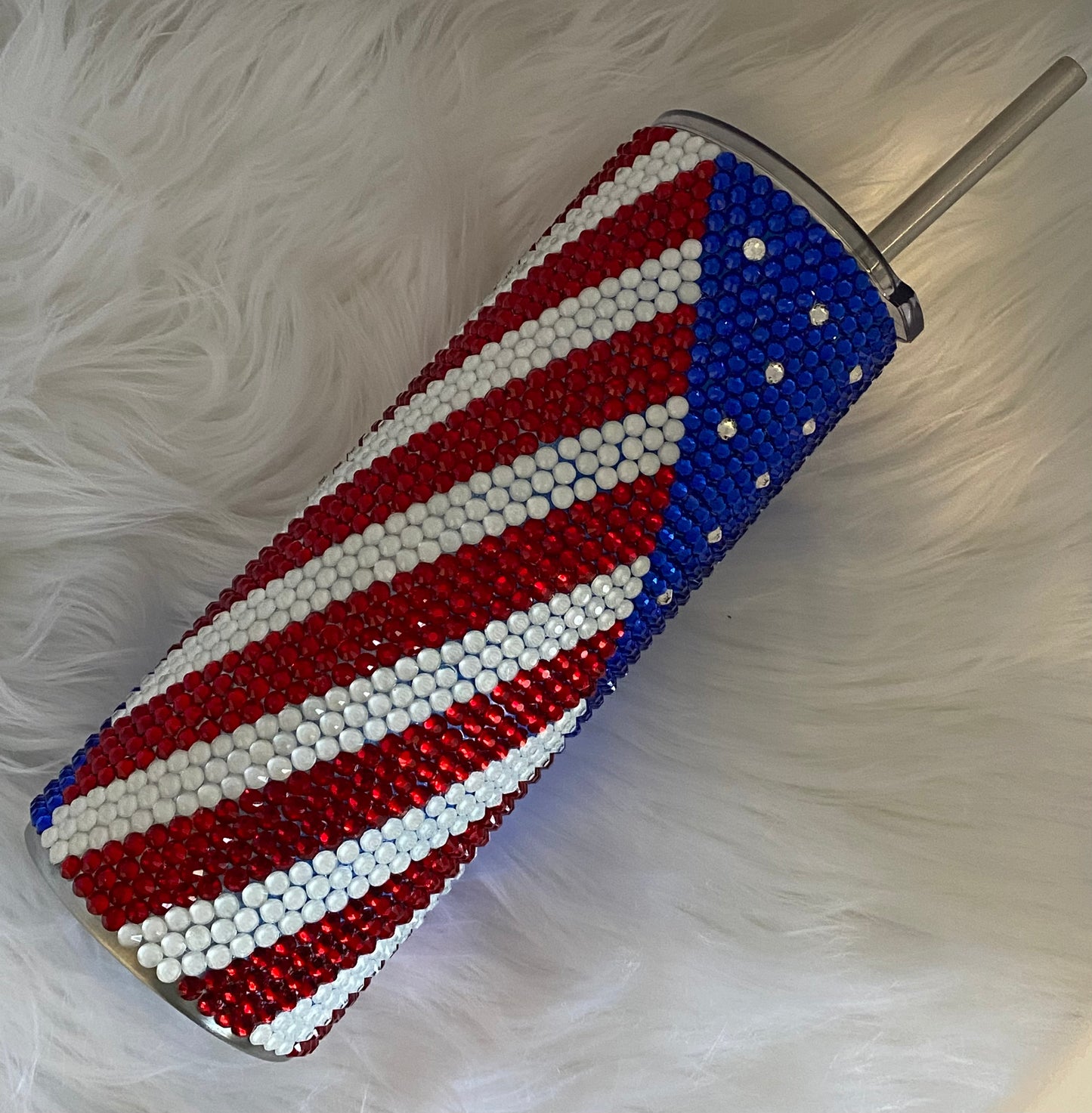 Patriotic American Flag Rhinestoned Tumbler * Ships Out Immediately * Free Shipping *